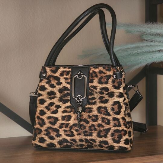 Leopar Desenli Omuz ve Kol Çantası
