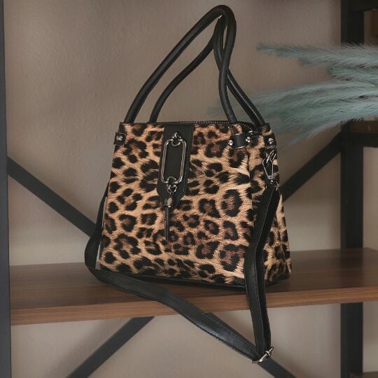 Leopar Desenli Omuz ve Kol Çantası