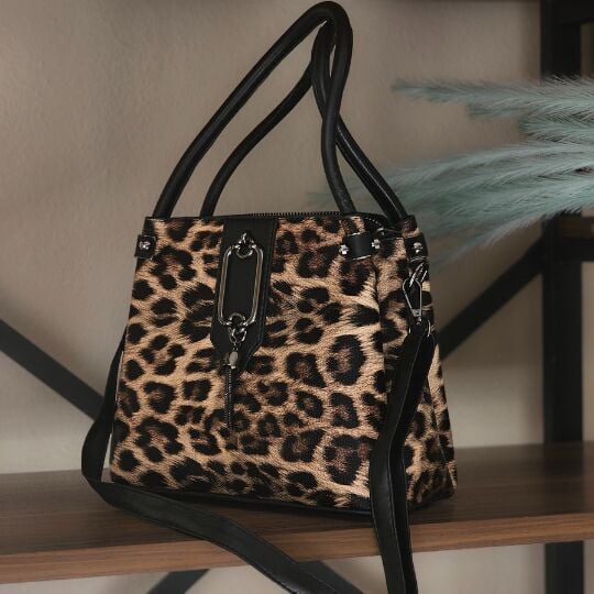 Leopar Desenli Omuz ve Kol Çantası