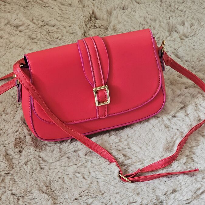 Fuşya Pembe Mini Tokalı Omuz Çantası