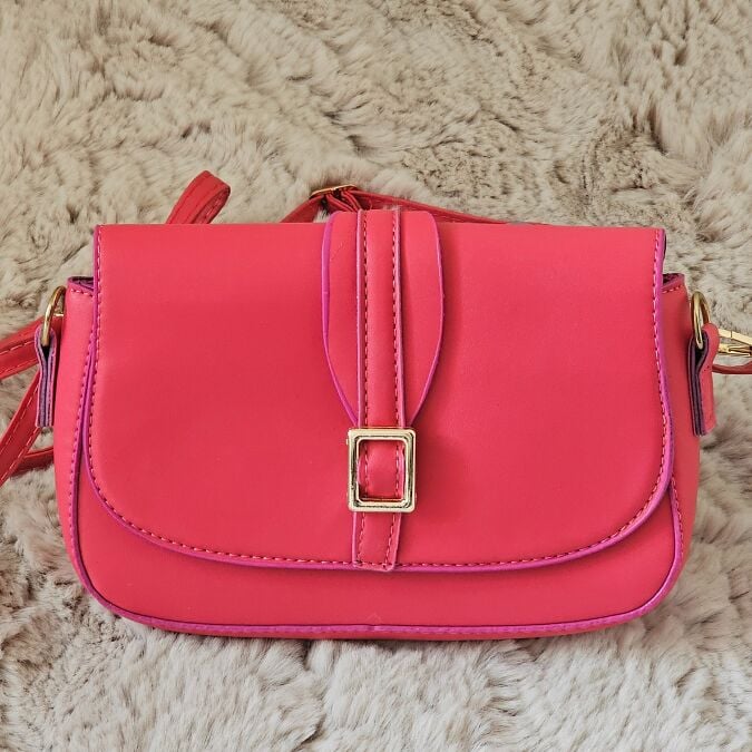 Fuşya Pembe Mini Tokalı Omuz Çantası