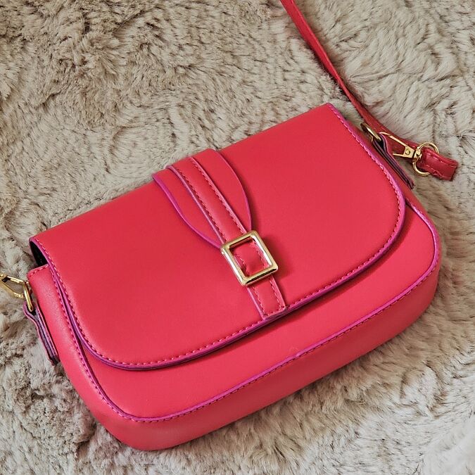 Fuşya Pembe Mini Tokalı Omuz Çantası