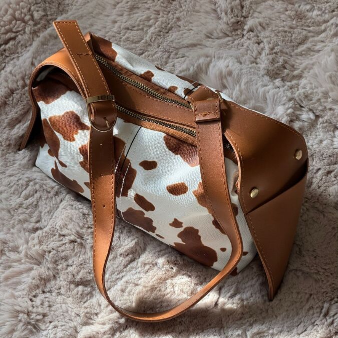 Cow Print Desenli Trend Omuz Çantası