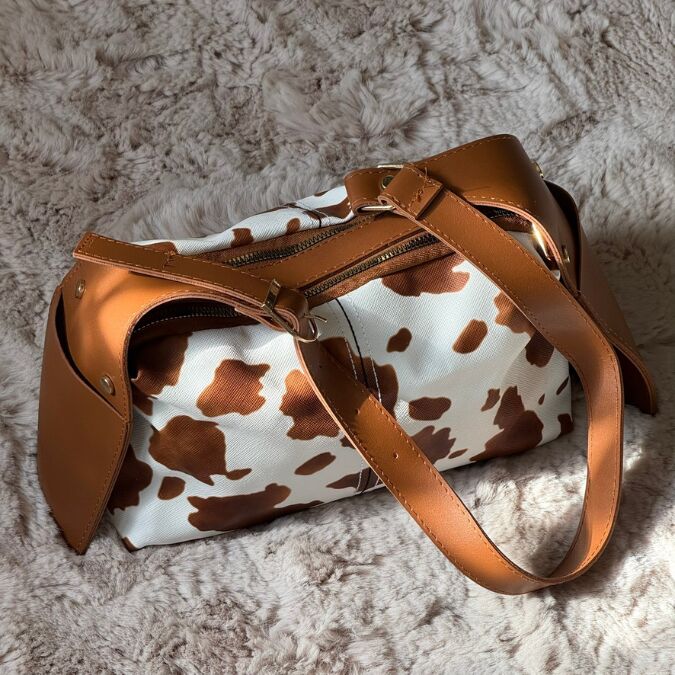 Cow Print Desenli Trend Omuz Çantası