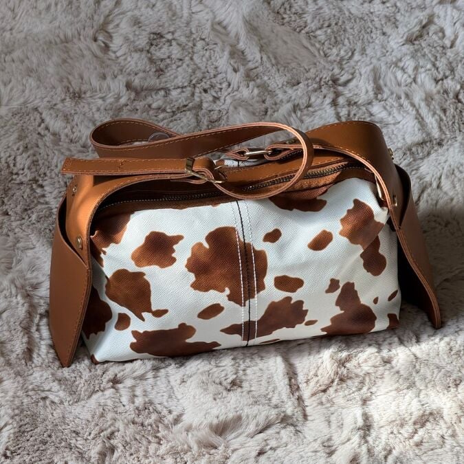 Cow Print Desenli Trend Omuz Çantası