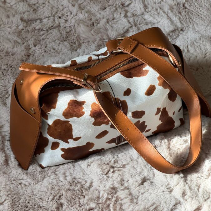 Cow Print Desenli Trend Omuz Çantası
