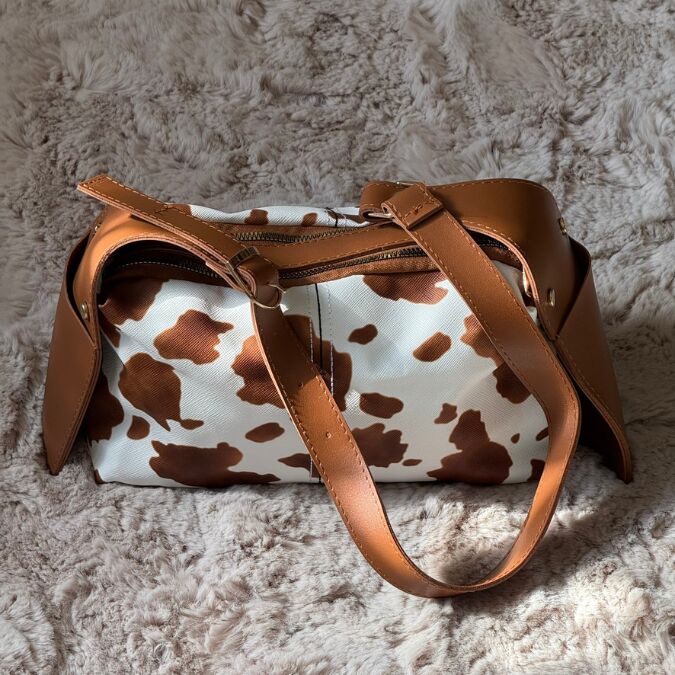 Cow Print Desenli Trend Omuz Çantası